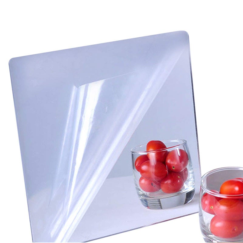 iCAGY Acrylic Mirror Sheet Self Adhesive Wall Mounted Home DÃ©cor Non Glass Sticky Mirror Tile Thickness 0.08in (2mm) Square 8x8 inch - Image 1